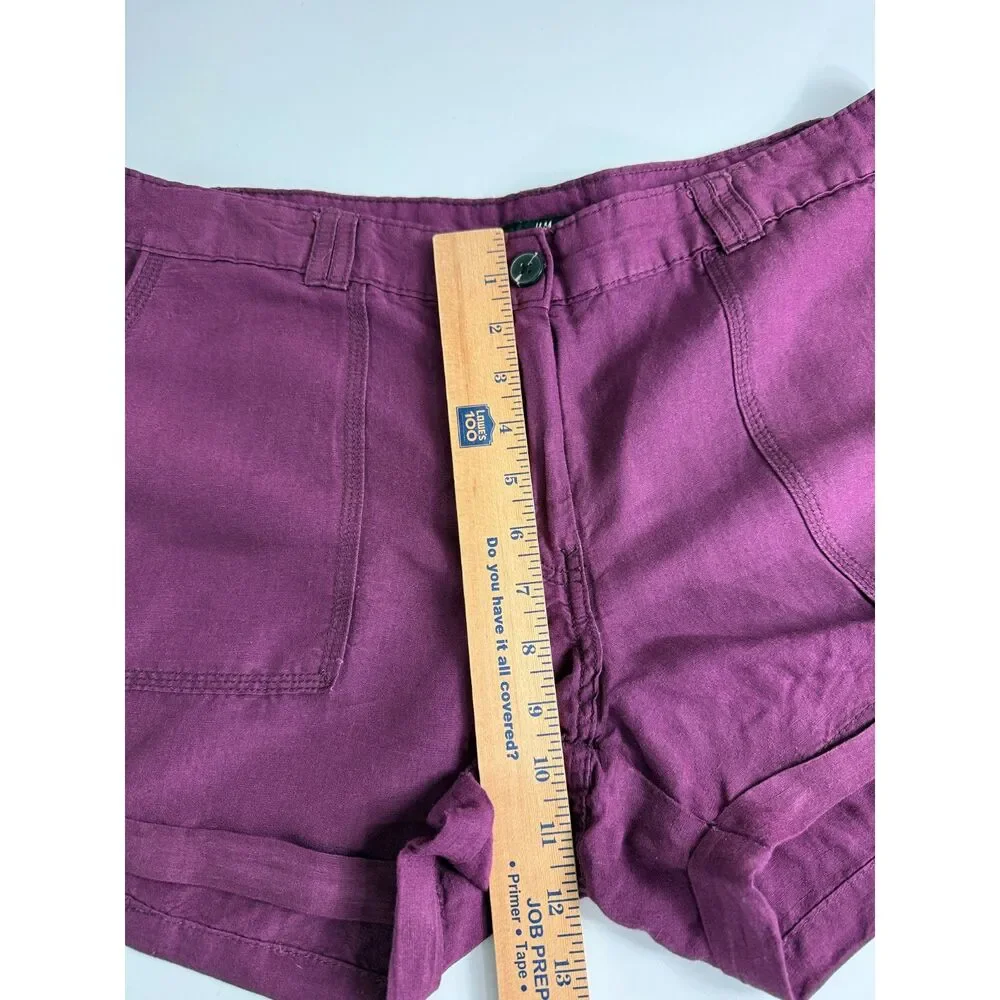 H&M Women's Purple Linen Blend Shorts Size 14